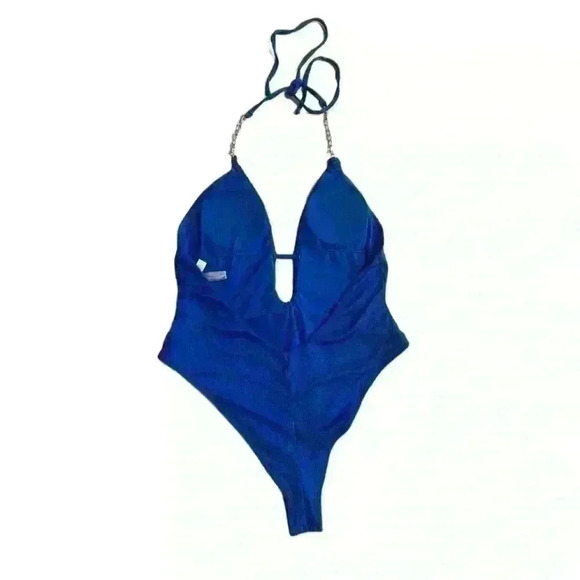 Refuge Womens Swim One Piece Swim Bathing Suit Size Large Gold Chain Strap - Picture 5 of 8